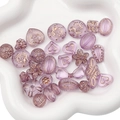 DIY purple acrylic baroque beads with gold flower patterns for jewelry making - Transparent Frosted Gold Traced Mixed Style / 20g/Pack (Approx. 15-30 Pcs) / Purple