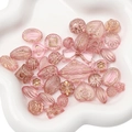 Pink acrylic baroque beads with gold trim for DIY jewelry making sets - Transparent Frosted Gold Traced Mixed Style / 20g/Pack (Approx. 15-30 Pcs) / Pink