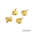 Gold lucky bag charm with 'Fu' character engraving for DIY jewelry making 12x15mm - Gold Fortune Bag (Aperture 1mm) / 1 Piece Per Pack