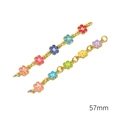 57mm colorful flower charm connector in gold finish for DIY bracelet making - Multicolor Daisy Chain (Aperture 2mm) / 1 Piece Per Pack
