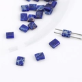 Cuentas cuadradas azules estilo lapislázuli con doble agujero para hacer joyas - 10 Piezas/Paquete (5x5mm) / Lapislázuli