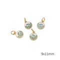 Golden pendant set with white enamel and blue wave pattern, size 9x11mm for DIY jewelry - Blue Wave Round Tag (Aperture 3mm) / 1 Piece Per Pack