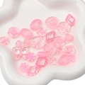 Pink and clear baroque acrylic beads with floral relief patterns for DIY jewelry making - Transparent Outlined Mixed Style / 20g/Pack (Approx. 15-30 Pcs) / Pink