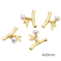 Bamboo style jewelry toggle clasp with gold leaves and pearl for DIY jewelry making - Gold Bamboo Joint (Aperture 2mm) / 1 Piece Per Pack