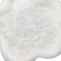 Iridescent white acrylic beads in heart and flower shapes for DIY jewelry making - Aurora Mixed Style / 20g/Pack (Approx. 15-30 Pcs) / White