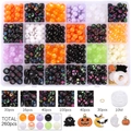 Kit de cuentas Halloween 24 rejillas con dijes y cordón elástico para creación de joyas DIY - Kit de Cuentas DIY Halloween / Aprox 520 piezas/paquete (24 compartimentos)