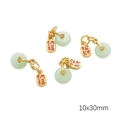 Ancient gold sand lucky bag and peanut charm set with jade pendant for DIY jewelry making - Light Green Fortune Tag (Aperture 3.5mm) / 1 Piece Per Pack