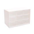 White nine-grid desktop organizer with clear PP drawers for jewelry and stationery - 9-Grid Style (PBB051) / 1 Piece / White