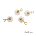 Gold-plated fan-shaped flower pendant with white stone bead for jewelry making - White Ping An Kou (Aperture 4mm) / 1 Piece Per Pack