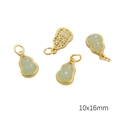 Gilded gourd pendant with green faux jade inlay and hollow coin pattern, 10x16mm size - Light Green Gourd (Aperture 4mm) / 1 Piece Per Pack