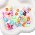 Colorful mix of baroque acrylic beads with butterfly shell and flower shapes for DIY jewelry - Embossed Pattern / 20g/Pack (Approx. 35-50 Pieces) / Random Mixed Colors