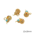 Set of 4 golden hollow gourd pendants with enamel inlay for DIY jewelry, 12x18mm size - Gold Gourd (Aperture 4mm) / 1 Piece Per Pack