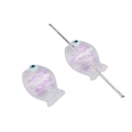 Hand-painted purple and white striped glass fish bead for DIY jewelry making - 14x10mm / White
