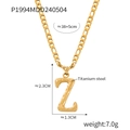 Gold titanium steel Figaro necklace with hammered texture letter Z pendant charm - Letter Z (RP004) / Gold