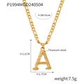 Titanium steel gold necklace featuring a letter A pendant with unique brushed texture - Letter A (RP004) / Gold