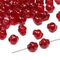 Translucent dark red lantern-shaped glass beads with wavy texture for DIY jewelry making - Approx 8mm Diameter (20 Pieces/Pack) / Red Agate