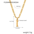 Titanium steel gold necklace with letter I pendant and tree texture finish - Letter I (RP004) / Gold