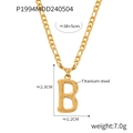 Titanium steel Figaro chain necklace with golden letter B pendant in brushed texture - Letter B (RP004) / Gold