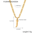 Titanium steel Figaro chain necklace with golden letter J pendant and size specifications - Letter J (RP004) / Gold