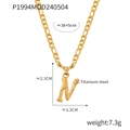 Minimalist gold titanium steel necklace with letter N pendant and Figaro chain - Letter N (RP004) / Gold