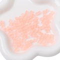 Matte light pink frosted square glass cube beads for DIY jewelry and bracelets - 11g/Pack (Approx. 50 Pcs, 5x5mm) / Orange Red