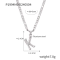 Silver color letter K pendant necklace in titanium steel with detailed measurements - Letter K (RP004) / Silver