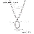 Minimalist silver titanium steel chain with an oval pendant and size specifications - Letter O (RP004) / Silver