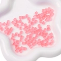 DIY 5mm translucent frosted pink cube glass beads with horizontal stripes for jewelry - 11g/Pack (Approx. 50 Pcs, 5x5mm) / Deep Pink