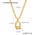 Titanium steel gold Figaro chain necklace with letter Q pendant and size measurements - Letter Q (RP004) / Gold