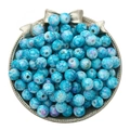 Blau-violette marmorierte Acrylperlen in Silberschale für DIY-Schmuckherstellung - 8mm (Ca. 100 Stück/Packung) / Seeblau