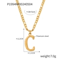 Gold titanium steel letter C necklace with tree bark texture and Figaro chain style - Letter C (RP004) / Gold