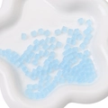 Matte light blue 5mm cube glass beads for DIY jewelry making in a white ceramic dish - 11g/Pack (Approx. 50 Pcs, 5x5mm) / Sky Blue