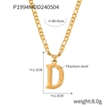 Titanium steel necklace with gold-plated letter D pendant featuring brushed texture finish - Letter D (RP004) / Gold