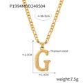 Titanium steel gold letter G pendant necklace with textured finish on Figaro chain - Letter G (RP004) / Gold