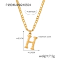 Gold titanium steel Figaro chain necklace with tree bark texture letter H pendant - Letter H (RP004) / Gold