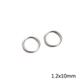 Dos anillas abiertas de 1.2x10mm acero inoxidable plata para accesorios de joyas - Bucle Único / 1.2x10mm (20 piezas/Paquete, aprox. 4.88g) / Color acero