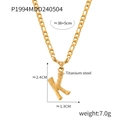 Minimalist gold titanium steel letter K necklace with textured wood grain finish - Letter K (RP004) / Gold