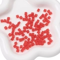 DIY frosted glass cube beads in bright red color for handmade jewelry making - 11g/Pack (Approx. 50 Pcs, 5x5mm) / Red