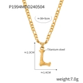 Gold titanium steel letter L necklace with Figaro chain for women 38+5cm long - Letter L (RP004) / Gold