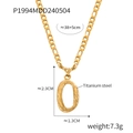 Gold titanium steel Figaro necklace with textured oval letter O pendant for women - Letter O (RP004) / Gold