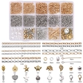 Kit de creación de joyas DIY de 15 compartimentos con cadenas y dijes de metal - Kit de Accesorios de Cadena Multi-Rejilla (Lianlian Jiaren)