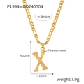 Gold titanium steel Figaro chain necklace with a textured letter X pendant for women - Letter X (RP004) / Gold