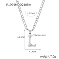 Silver titanium steel Figaro necklace featuring a textured letter L pendant ornament - Letter L (RP004) / Silver