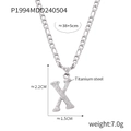 Silver titanium steel letter X pendant necklace with irregular textured finish - Letter X (RP004) / Silver