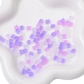 5x5mm frosted purple and white square glass beads for DIY bracelet making - 11g/Pack (Approx. 50 Pcs, 5x5mm) / Purple Mix