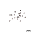 Pack de cuentas redondas de acero inoxidable pulido de 2 mm para hacer joyas - Crimp de cierre / 2.0mm Agujero 1mm (20 piezas/Paquete) / Color acero