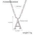 Silver Titanium steel letter A pendant necklace with Figaro chain for women - Letter A (RP004) / Silver