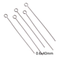 Alfileres de ojo de acero inoxidable para joyería DIY en color plata 0,6x40mm - Alfiler de Ojo / 0.6x40mm (20 piezas/Paquete) / Color acero