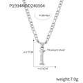 Silver titanium steel Figaro necklace with letter I pendant, 38+5cm length - Letter I (RP004) / Silver