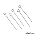 Alfileres de ojo de acero inoxidable plateado de 0.7x40mm para bisutería artesanal - Alfiler de Ojo / 0.7x40mm (20 piezas/Paquete) / Color acero
